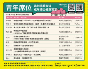 PressRelease_暑假七到九月期間，與各表演團隊合作提供青年席位的演出類型多元_圖片由高雄文化局提供_